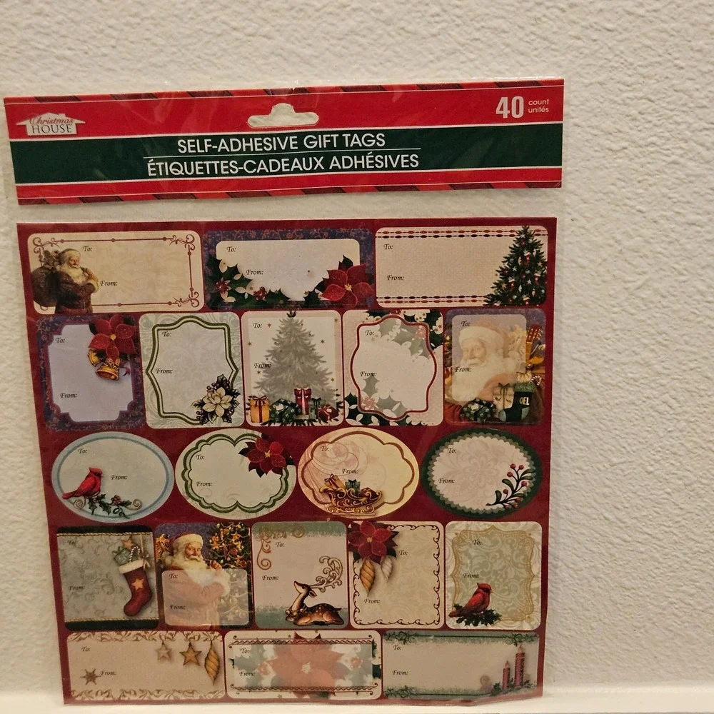 Vintage Lot 40 Self Adhesive Holiday Christmas Gift Tags stickers Sealed